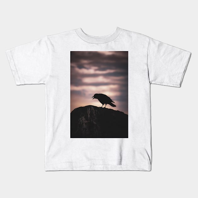 Crow silhouette Kids T-Shirt by SandiLin